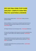  &NewLine;SPCE 630 FINAL EXAM STUDY GUIDE &NewLine;2026&sol;2027&colon; COMPLETE EXAM PREP&comma; PRACTICE QUESTIONS & ANSWERS &NewLine;