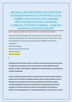 ABFM KSA HYPERTENSION EXAM REVIEW &NewLine;&sol;HYPERTENSION KSA EXAM WITH ACTUAL &NewLine;CORRECT QUESTIONS AND VERIFIED &NewLine;DETAILED RATIONALES ANSWERS&vert; &NewLine;CURRENTLY TESTING VERSION &vert; ALREADY &NewLine;GRADED A&plus;&vert;NEWEST &vert;2026-2027 