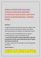 Alabama CHIT &vert; Certified Health Information Technician &ndash; Practice Exam 2026&sol;2027 &vert; Health Information&comma; Coding&comma; Compliance &plus; Verified Answers & Rationales