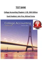 TEST BANK &NewLine;College Accounting Chapters 1-30&comma; 16th Edition &NewLine;David Haddock&comma; John Price&comma; Michael Farina