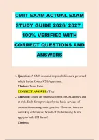 CMIT EXAM ACTUAL EXAM &NewLine;STUDY GUIDE 2026&sol; 2027 &vert; &NewLine;100&percnt; VERIFIED WITH &NewLine;CORRECT QUESTIONS AND &NewLine;ANSWERS 