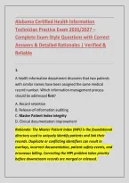 Alabama CHIT &vert; Certified Health Information Technician &ndash; Comprehensive Exam Review 2026&sol;2027 &vert; Health Information&comma; Coding&comma; Compliance &plus; Verified Answers & Rationales