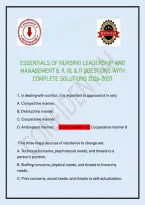 Essentials of Nursing Leadership and Management &lpar;Chapters 8&comma; 9&comma; 10&comma; & 11&rpar; Exam Questions with Complete Solutions&NewLine;&NewLine;