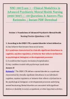 NSG 526 Exam 1 &ndash; Clinical Modalities in &NewLine;Advanced Psychiatric Mental Health Nursing &NewLine;&lpar;2026&sol;2027&rpar; &vert; 150 Questions & Answers Plus &NewLine;Rationales &vert; Instant PDF Download 