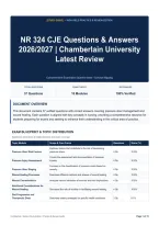 NR 324 CJE Questions & Answers 2026&sol;2027｜Chamberlain University Latest Review
