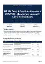 NR 324 Exam 1 Questions & Answers 2026&sol;2027｜Chamberlain University Latest Verified Exam