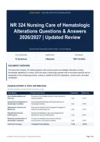 NR 324 Nursing Care of Hematologic Alterations Questions & Answers 2026&sol;2027｜Updated Review