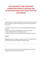 ADA ACCESSIBILITY CODE COMPLIANCE &NewLine;EXAMINATION COMPLETE QUESTIONS AND &NewLine;DETAILED SOLUTIONS LATEST UPDATE THIS YEAR &NewLine;JUST RELEASED