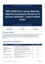 WGU D669 Early Literacy Methods Objective Assessment Questions & Answers 2026&sol;2027｜Latest Verified Exam