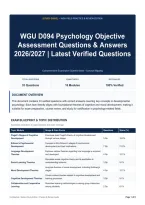 WGU D094 Psychology Objective Assessment Questions & Answers 2026&sol;2027｜Latest Verified Questions