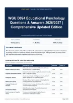 WGU D094 Educational Psychology Questions & Answers 2026&sol;2027｜Comprehensive Updated Edition