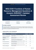 WGU D351 Functions of Human Resource Management Questions & Answers 2026&sol;2027｜Updated Assessment Review