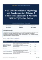 WGU D094 Educational Psychology and Development of Children & Adolescents Questions & Answers 2026&sol;2027｜Verified Edition