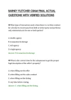 BARNEY FLETCHER CRAM FINAL ACTUAL&NewLine;QUESTIONS WITH VERIFIED SOLUTIONS
