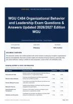 WGU C484 Organizational Behavior and Leadership Exam Questions & Answers Updated 2026&sol;2027 Edition WGU