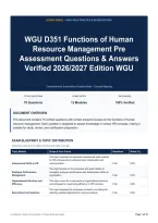WGU D351 Functions of Human Resource Management Pre Assessment Questions & Answers Verified 2026&sol;2027 Edition WGU