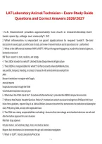 LAT Laboratory Animal Technician &ndash; Exam Study Guide Questions and Correct Answers 2026&sol;2027&comma; comprehensive exam study guide