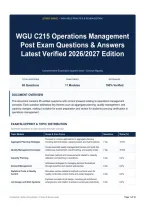 WGU C215 Operations Management Post Exam Questions & Answers Latest Verified 2026&sol;2027 Edition