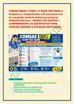 COMSAE PHASE 1 FORM 116 EXAM TEST BANK is &NewLine;designed as a comprehensive self-assessment tool &NewLine;for osteopathic medical students preparing for &NewLine;COMLEX-USA Level &ndash; NEWEST 2026 EDITION &vert; &NewLine;COMPREHENSIVE 160-QUESTION SET WITH &NewLine;VERIFIED ANSWERS & DETAILED RA