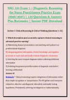 NSG 550 Exam 1 &ndash; Diagnostic Reasoning &NewLine;for Nurse Practitioners Practice Exam &NewLine;&lpar;2026&sol;2027&rpar; &vert; 150 Questions & Answers &NewLine;Plus Rationales &vert; Instant PDF Download 