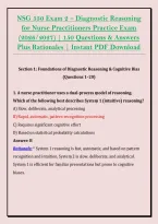 NSG 550 Exam 2 &ndash; Diagnostic Reasoning &NewLine;for Nurse Practitioners Practice Exam &NewLine;&lpar;2026&sol;2027&rpar; &vert; 150 Questions & Answers &NewLine;Plus Rationales &vert; Instant PDF Download 
