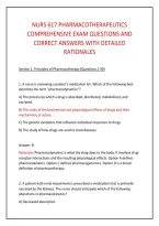 NURS 617 PHARMACOTHERAPEUTICS &NewLine;COMPREHENSIVE EXAM QUESTIONS AND &NewLine;CORRECT ANSWERS WITH DETAILED &NewLine;RATIONALES