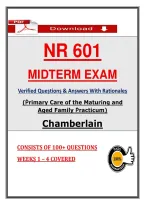 NR 601 &NewLine;MIDTERM EXAM &NewLine;Verified Queṣtionṣ & Anṣwerṣ With Rationaleṣ &NewLine;&lpar;Ṗrimary Care of the Maturing and &NewLine;Aged Family Ṗracticum&rpar; &NewLine;Chamberlain