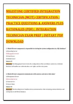 MILESTONE CERTIFIED INTEGRATION &NewLine;TECHNICIAN &lpar;MCIT&rpar; CERTIFICATION &vert; &NewLine;PRACTICE QUESTIONS & ANSWERS PLUS &NewLine;RATIONALES &lpar;PDF&rpar; &vert; INTEGRATION &NewLine;TECHNICIAN EXAM PREP &vert; INSTANT PDF &NewLine;DOWNLOAD