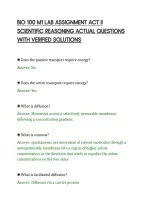 BIO 100 M1 LAB ASSIGNMENT ACT II&NewLine;SCIENTIFIC REASONING ACTUAL QUESTIONS&NewLine;WITH VERIFIED SOLUTIONS