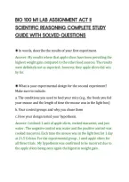 BIO 100 M1 LAB ASSIGNMENT ACT II&NewLine;SCIENTIFIC REASONING COMPLETE STUDY&NewLine;GUIDE WITH SOLVED QUESTIONS&NewLine;