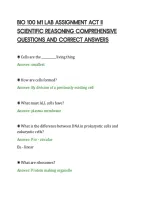 BIO 100 M1 LAB ASSIGNMENT ACT II&NewLine;SCIENTIFIC REASONING COMPREHENSIVE&NewLine;QUESTIONS AND CORRECT ANSWERS&NewLine;