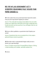 BIO 100 M1 LAB ASSIGNMENT ACT II&NewLine;SCIENTIFIC REASONING FULLY SOLVED TASK&NewLine;PAPER GRADED A&plus;