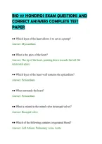 BIO 117 HONDROS EXAM QUESTIONS AND&NewLine;CORRECT ANSWERS COMPLETE TEST&NewLine;PAPER