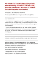 ATI RN Mental Health 2026&sol;2027 &vert; Mental Health Nursing Edition 13&period;0 Study Guide&comma; Practice Questions & Answers &vert; ATI Exam Prep & Comprehensive Review