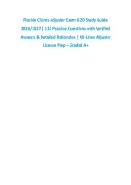 Florida Claims Adjuster Exam 6-20 Study Guide &NewLine;2026&sol;2027 &vert; 110 Practice Questions with Verified &NewLine;Answers & Detailed Rationales &vert; All-Lines Adjuster &NewLine;License Prep &ndash; Graded A&plus; 