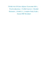 Florida 6-20 All Lines Adjuster Exam 2026&sol;2027 &vert; &NewLine;Practice Questions &plus; Verified Answers &plus; Detailed &NewLine;Rationales &vert; Graded A&plus; &vert; Complete Study Guide &vert; &NewLine;Instant PDF Download