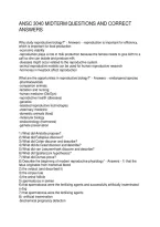 ANSC 3040 MIDTERM QUESTIONS AND CORRECT ANSWERS