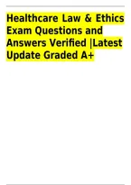 Healthcare Law & Ethics Exam Questions & Verified Answers &vert; Medical Law&comma; Ethics&comma; Bioethics&comma; Healthcare Practitioners&comma; Legal Terminology&comma; HIPAA&comma; Professional Ethics&comma; Utilitarianism&comma; Deontology & Categorical Imperative &vert; Updated 2026&sol;2027 &vert; Instant Download