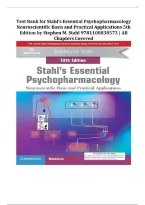 Test Bank for Stahl's Essential Psychopharmacology 5th Edition by Stephen M&period; Stahl &vert; Complete Exam Prep 2026