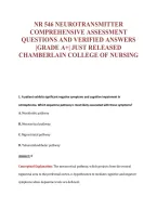 NR 546 NEUROTRANSMITTER&NewLine;COMPREHENSIVE ASSESSMENT&NewLine;QUESTIONS AND VERIFIED ANSWERS&NewLine;&vert;GRADE A&plus;&vert; JUST RELEASED&NewLine;CHAMBERLAIN COLLEGE OF NURSING