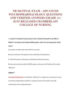 NR 546 FINAL EXAM - ADVANCED&NewLine;PSYCHOPHARMACOLOGY QUESTIONS&NewLine;AND VERIFIED ANSWERS &vert;GRADE A&plus;&vert;&NewLine;JUST RELEASED CHAMBERLAIN&NewLine;COLLEGE OF NURSING