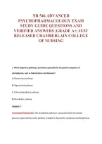 NR 546 ADVANCED&NewLine;PSYCHOPHARMACOLOGY EXAM&NewLine;STUDY GUIDE QUESTIONS AND&NewLine;VERIFIED ANSWERS &vert;GRADE A&plus;&vert; JUST&NewLine;RELEASED CHAMBERLAIN COLLEGE&NewLine;OF NURSING