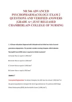 NR 546 ADVANCED&NewLine;PSYCHOPHARMACOLOGY EXAM 2&NewLine;QUESTIONS AND VERIFIED ANSWERS&NewLine;&vert;GRADE A&plus;&vert; JUST RELEASED&NewLine;CHAMBERLAIN COLLEGE OF NURSING