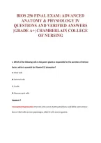 BIOS 256 FINAL EXAM&colon; ADVANCED&NewLine;ANATOMY & PHYSIOLOGY IV&NewLine;QUESTIONS AND VERIFIED ANSWERS&NewLine;&vert;GRADE A&plus;&vert; CHAMBERLAIN COLLEGE&NewLine;OF NURSING