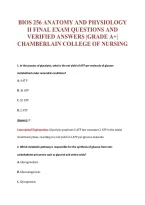 BIOS 256 ANATOMY AND PHYSIOLOGY&NewLine;II FINAL EXAM QUESTIONS AND&NewLine;VERIFIED ANSWERS &vert;GRADE A&plus;&vert;&NewLine;CHAMBERLAIN COLLEGE OF NURSING