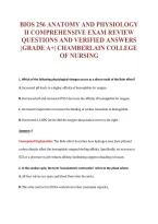 BIOS 256 ANATOMY AND PHYSIOLOGY&NewLine;II COMPREHENSIVE EXAM REVIEW&NewLine;QUESTIONS AND VERIFIED ANSWERS&NewLine;&vert;GRADE A&plus;&vert; CHAMBERLAIN COLLEGE&NewLine;OF NURSING