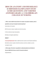 BIOS 256 ANATOMY AND PHYSIOLOGY&NewLine;II MIDTERM EXAMINATION STUDY&NewLine;GUIDE QUESTIONS AND VERIFIED&NewLine;ANSWERS &vert;GRADE A&plus;&vert; CHAMBERLAIN&NewLine;COLLEGE OF NURSING