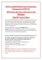 APWA CPWP-M Exam Prep 2026&sol;2027 PDF &ndash; 200 Practice Questions with Answers & Detailed Rationales &vert; Certified Public Works Professional &ndash; Management &vert; Instant Download