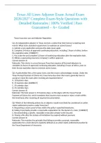 Texas All Lines Adjuster Exam Actual Exam 2026&sol;2027 Complete Exam-Style Questions with Detailed Rationales &vert; 100&percnt; Verified &vert; Pass Guaranteed &ndash; A&plus; Graded