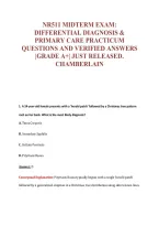 NR511 MIDTERM EXAM&colon;&NewLine;DIFFERENTIAL DIAGNOSIS &&NewLine;PRIMARY CARE PRACTICUM&NewLine;QUESTIONS AND VERIFIED ANSWERS&NewLine;&vert;GRADE A&plus;&vert; JUST RELEASED&period;&NewLine;CHAMBERLAIN